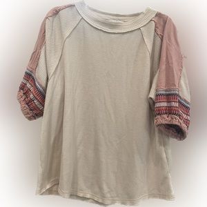 Easel knit balloon sleeve crew neck sweatshirt- small